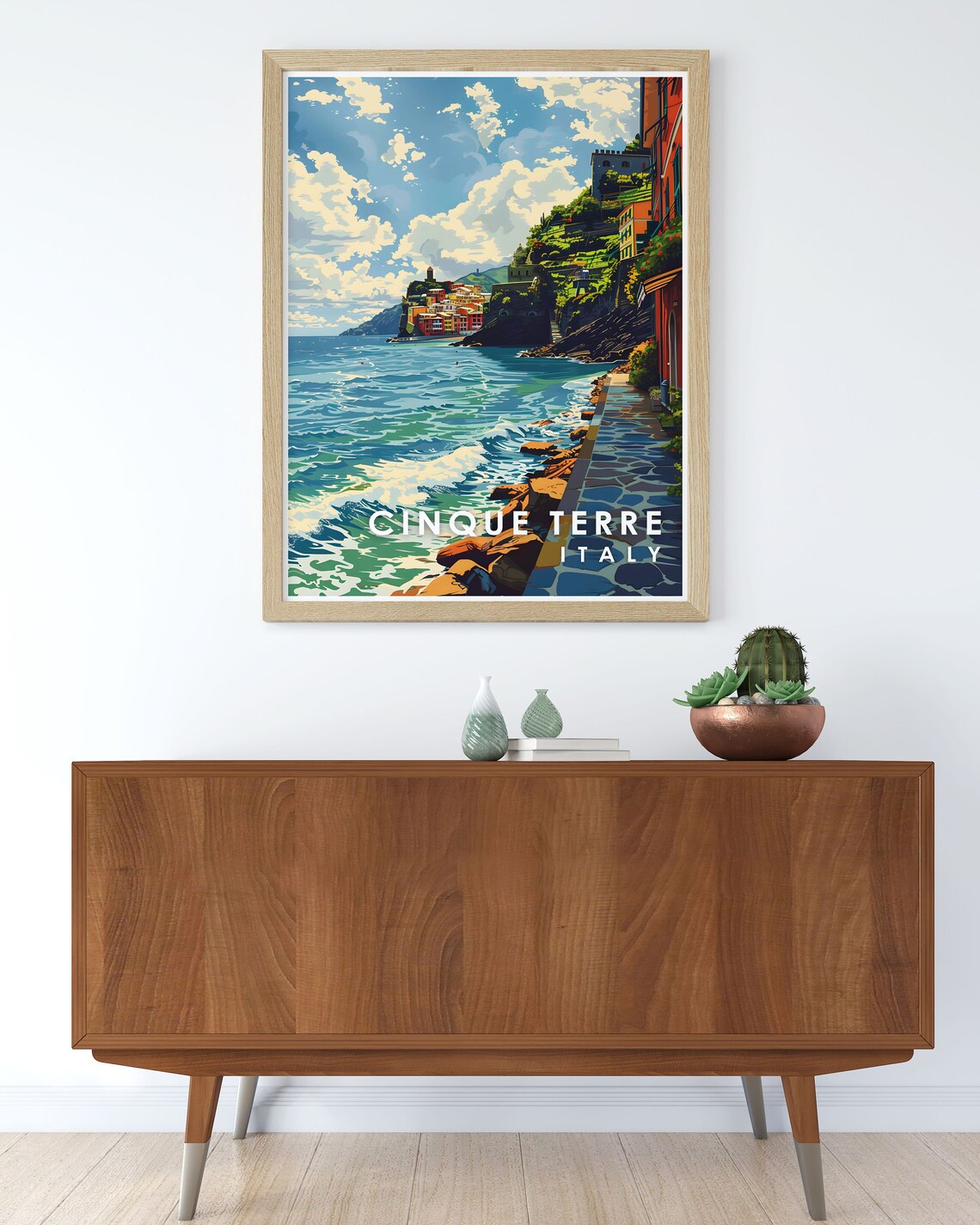 Vibrant Cinque Terre Italy Cliffside Coastal Village Travel Poster - Image 2