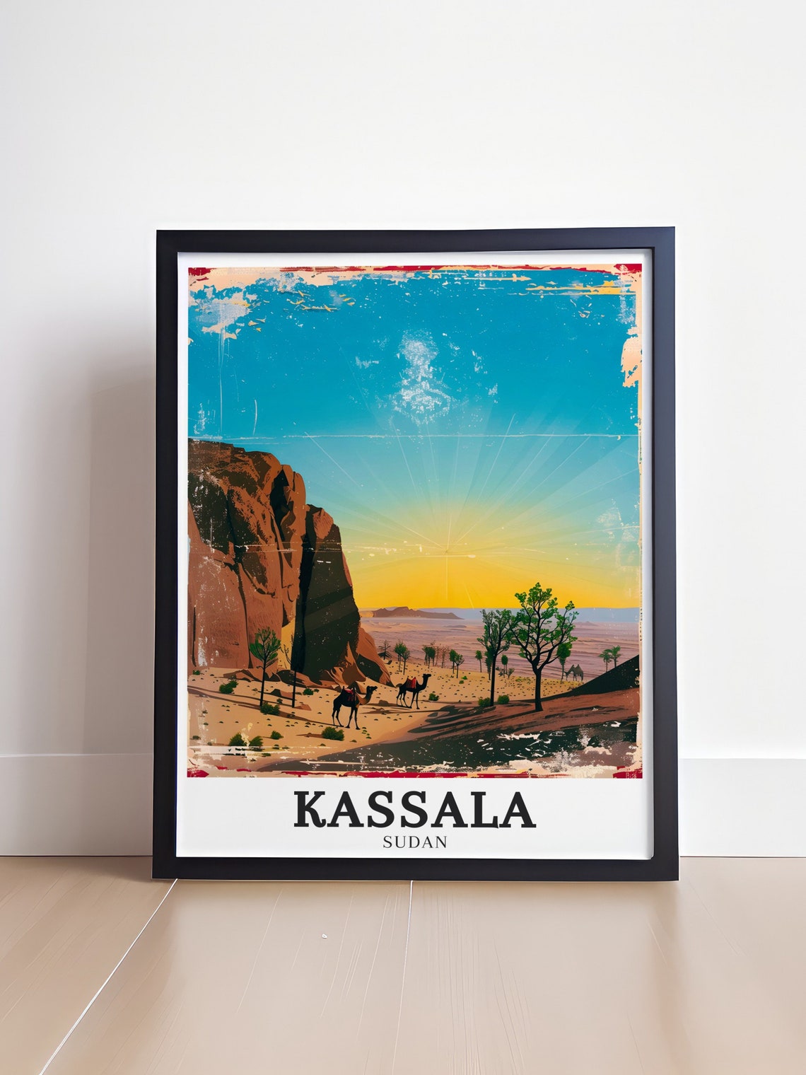Kassala Sudan Taka Mountains Camel Caravan Desert Sunset Poster - Image 4