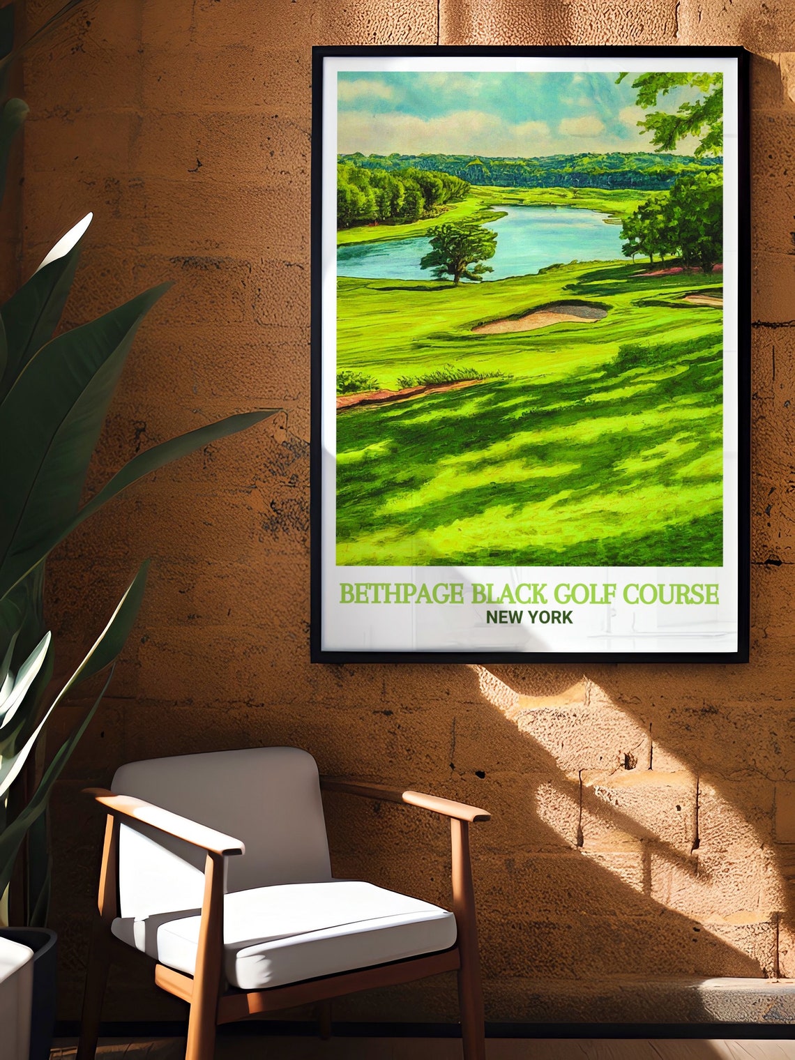 Bethpage Black Golf Course Sunlit Green Fairway New York Poster - Image 3