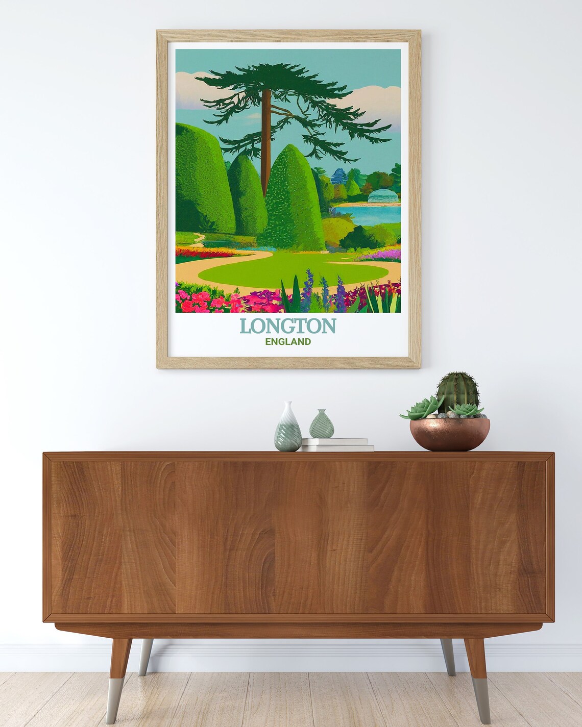 Longton Trentham Gardens Manicured Topiary Lake England Travel Poster - Image 2