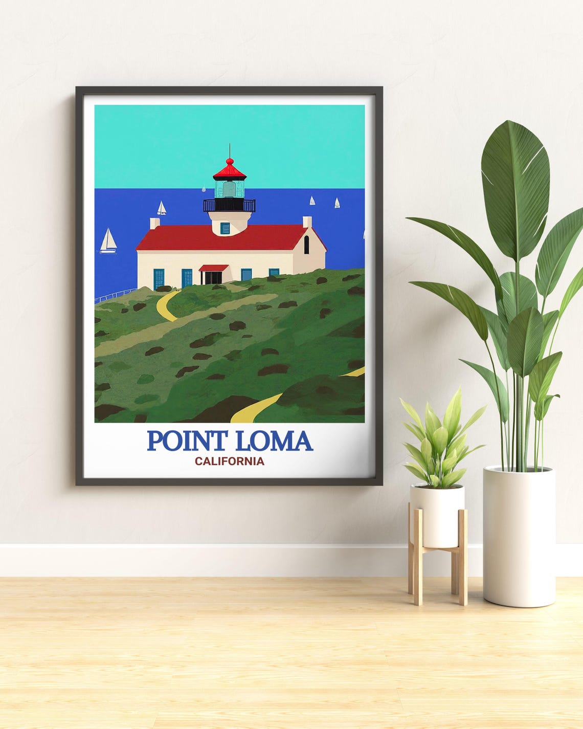 Point Loma California Historic Lighthouse Hill Coastal Poster - Image 2
