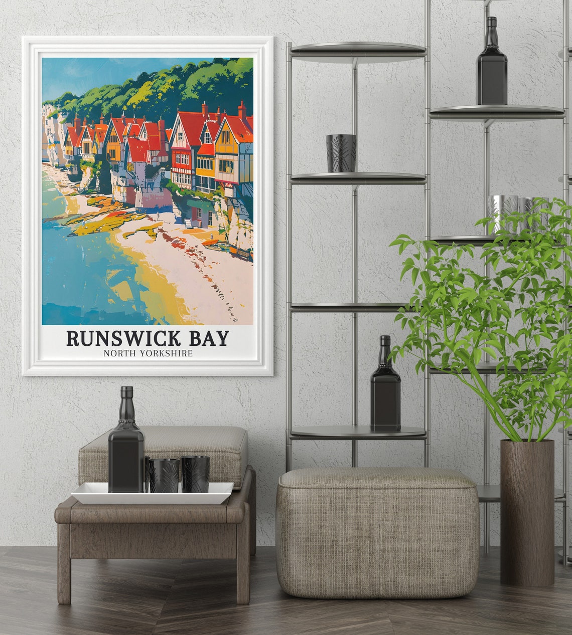 Runswick Bay North Yorkshire Seaside Village Cliffs Travel Poster - Image 2