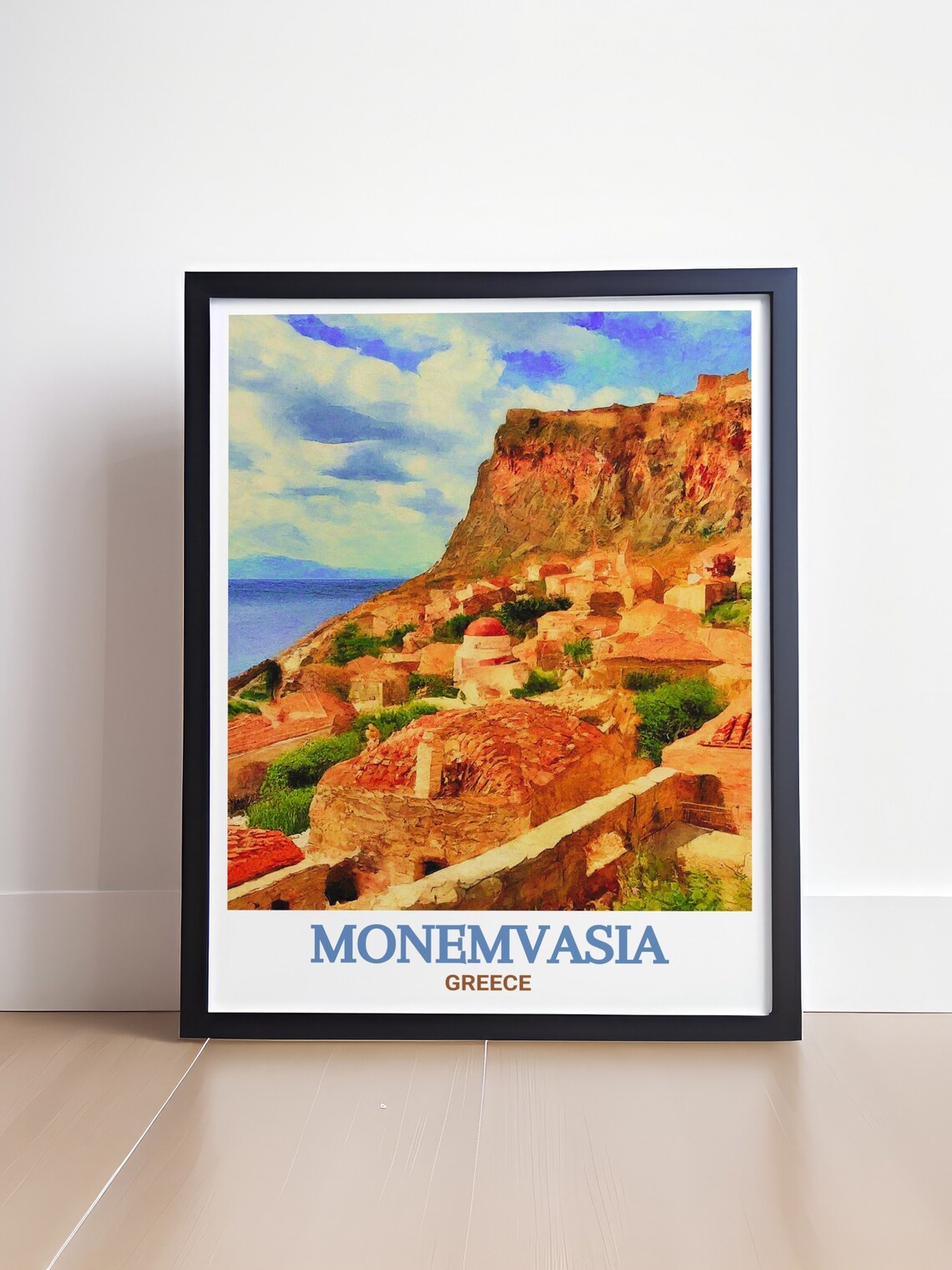 Monemvasia Greece Lower Town Terracotta Roofs Scenic Travel Poster - Image 4