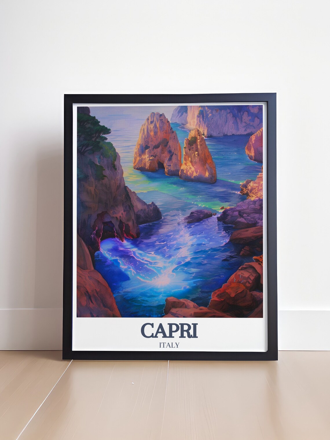 Capri Italy Faraglioni Rocks Dusk Turquoise Sea Travel Poster - Image 4
