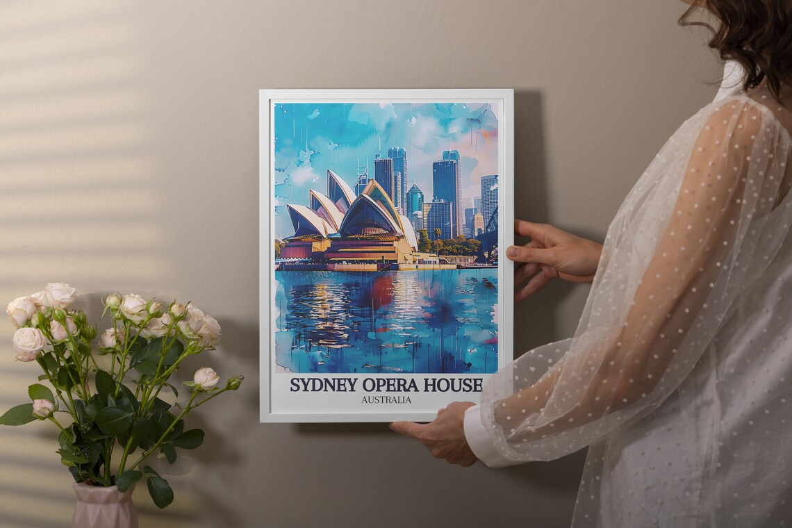 Sydney Opera House Watercolor Harbour Landmark Travel Poster - Image 3