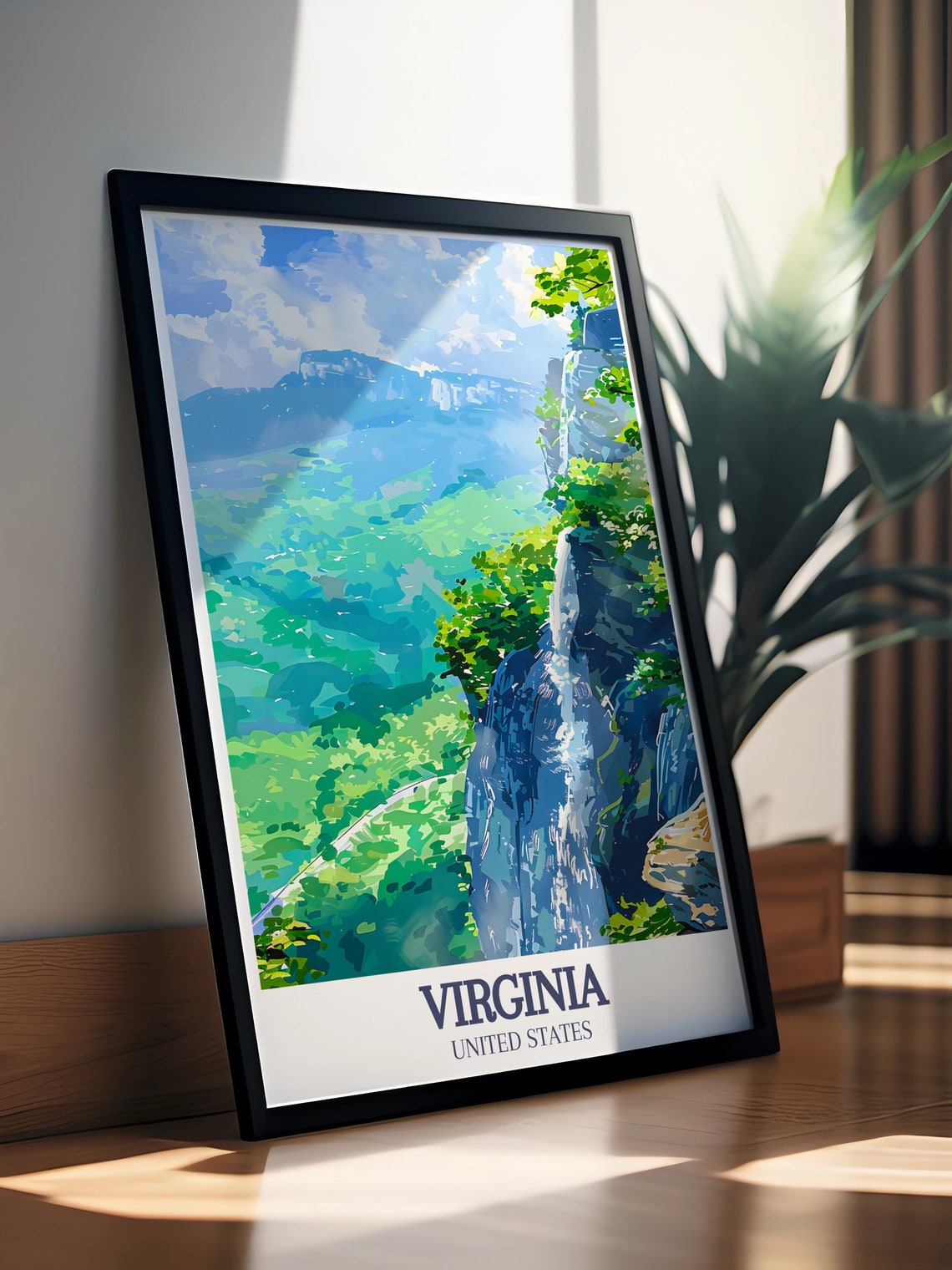 Virginia Blue Ridge Waterfall Mountain Valley Scenic Travel Poster - Image 3
