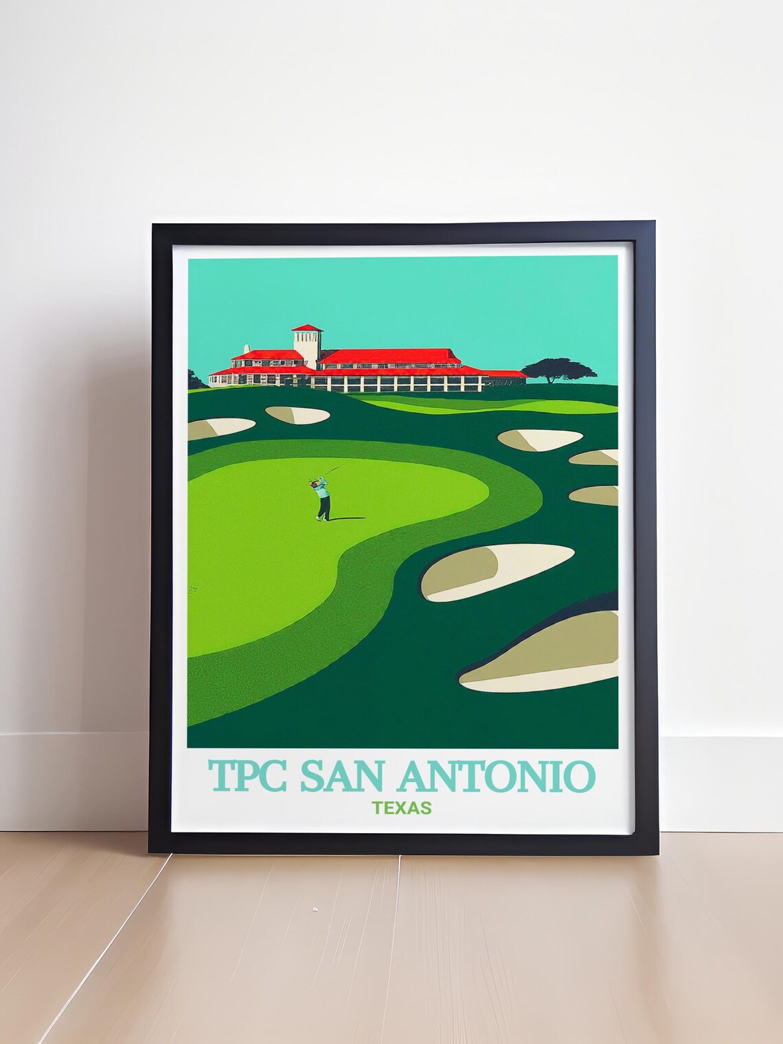 TPC San Antonio Texas Golf Course Red Roof Clubhouse Art Poster - Image 3