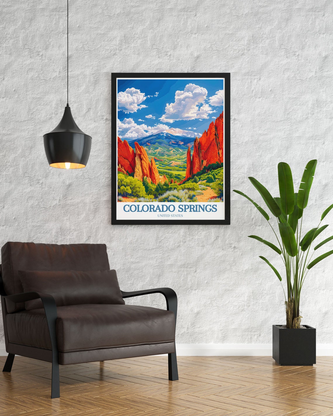 Colorado Springs Red Rock Canyon Pikes Peak Daytime Scenic Poster - Image 2