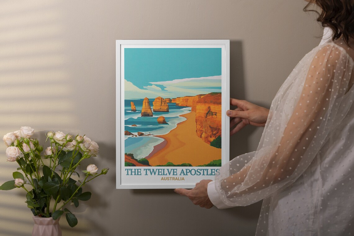 The Twelve Apostles Australia Limestone Sea Stacks Beach Travel Poster - Image 3