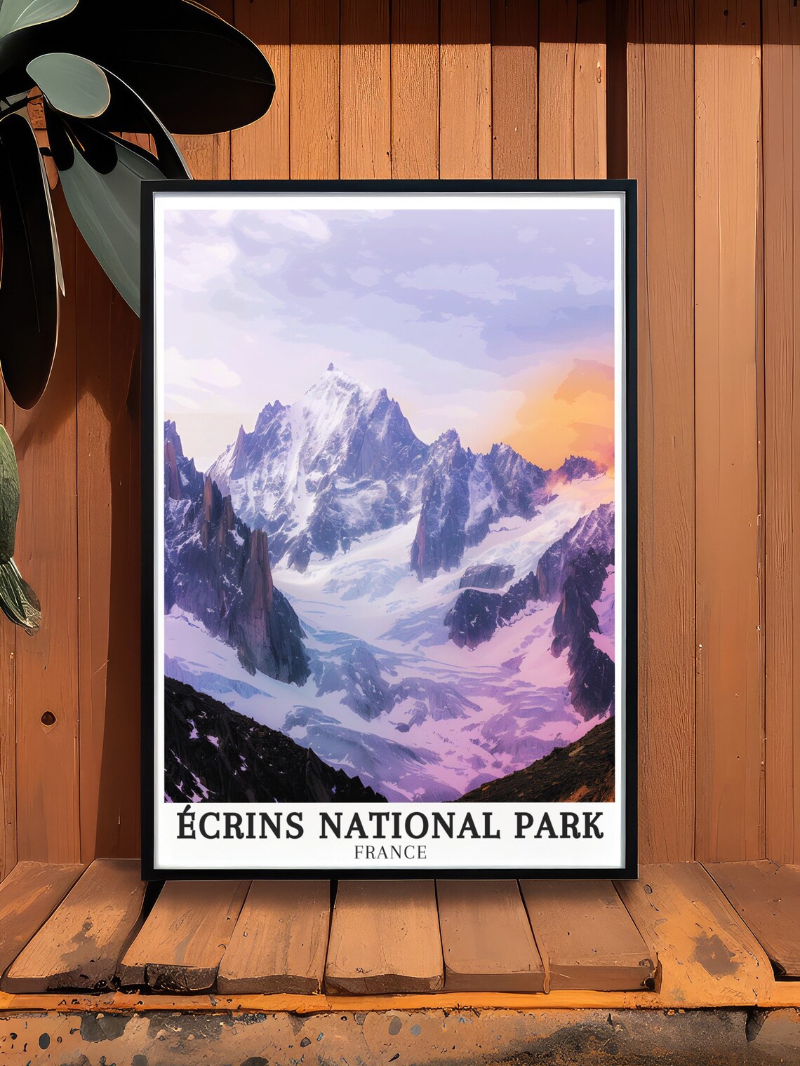 Écrins National Park France Snowy Peak Pink Alpenglow Poster - Image 3