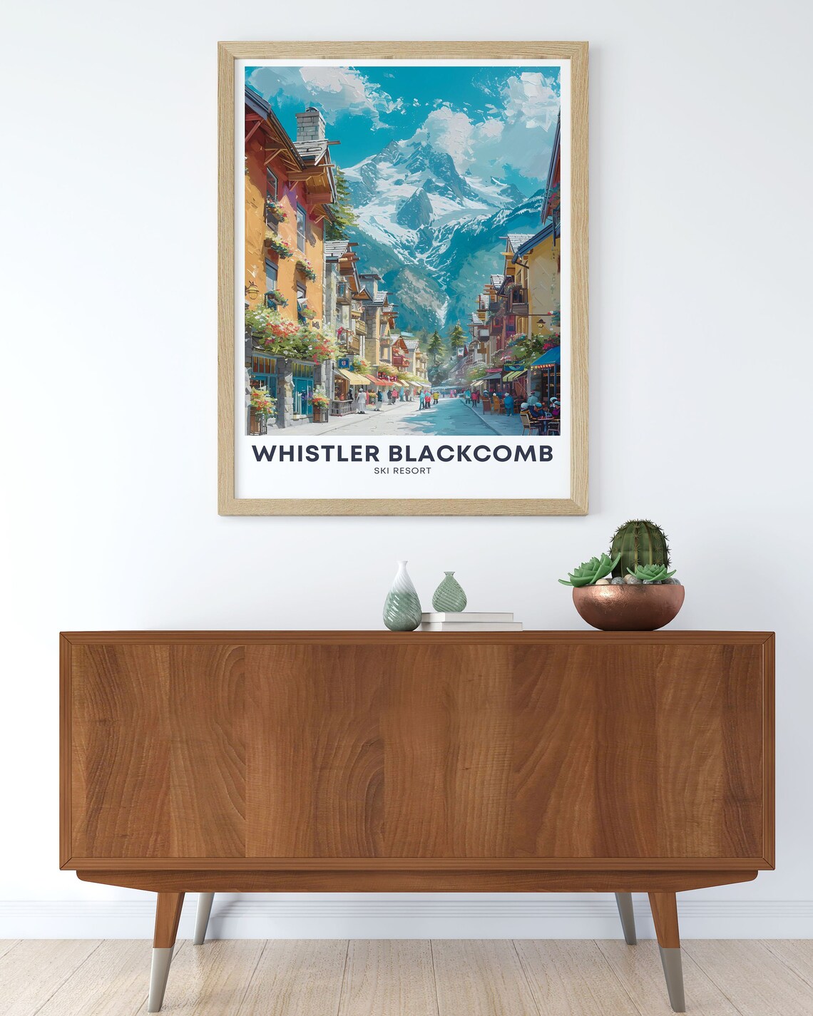 Whistler Village Street Ski Resort Mountain Town Travel Poster - Image 3