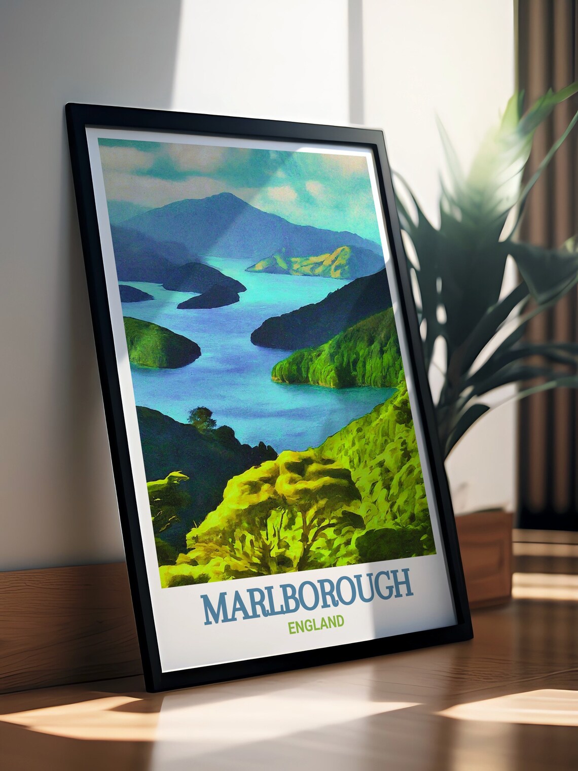 Marlborough Green Islands Waterway Vintage Scenic Travel Poster - Image 2