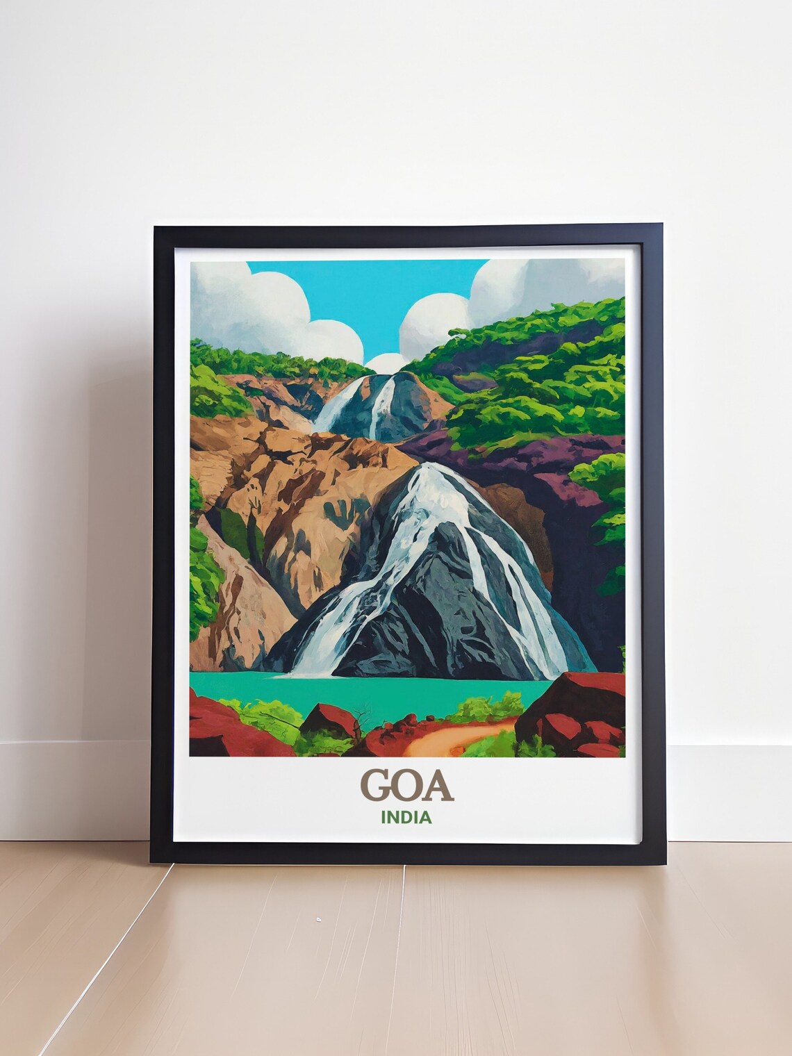 Goa India Dudhsagar Waterfalls Lush Jungle Retro India Travel Poster - Image 4