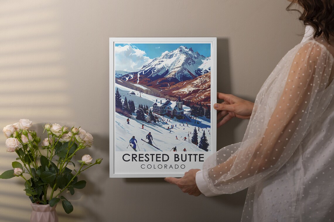 Crested Butte Colorado Ski Resort Slopes and Grand Lodge Poster - Image 2