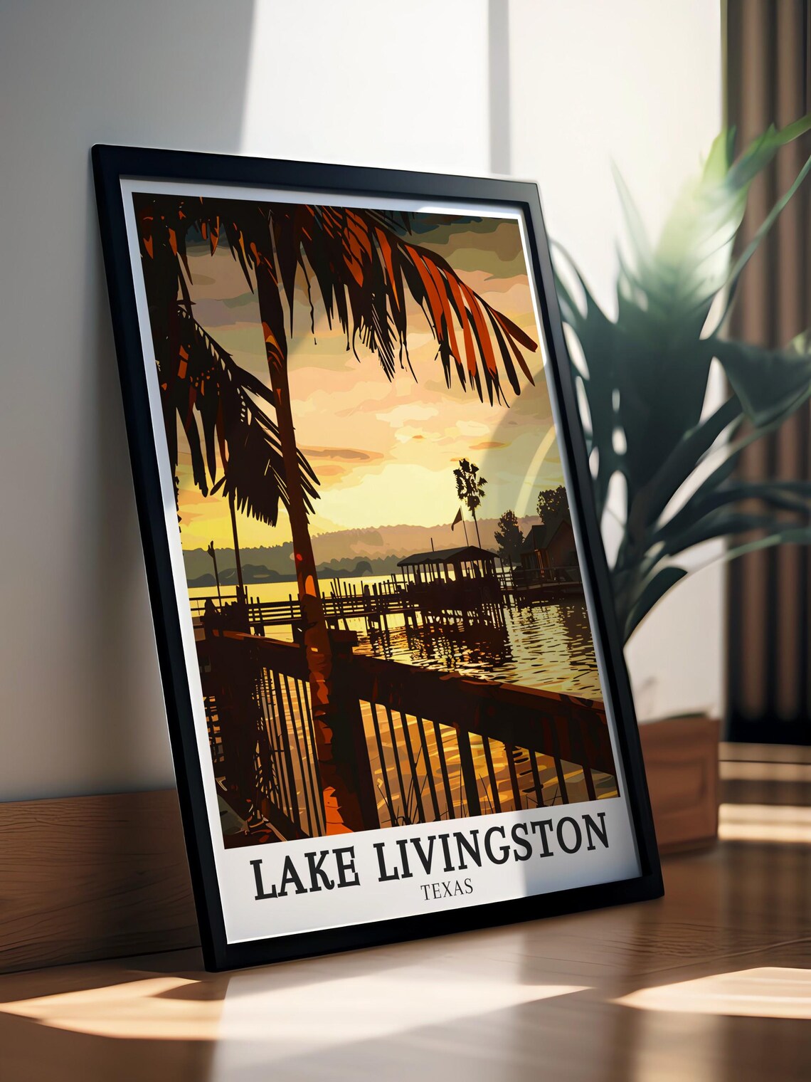 Lake Livingston Poster Print Lake Livingston State Park Art Onalaska Travel Poster Lake Livingston Artwork Texas Home Decor - Image 2