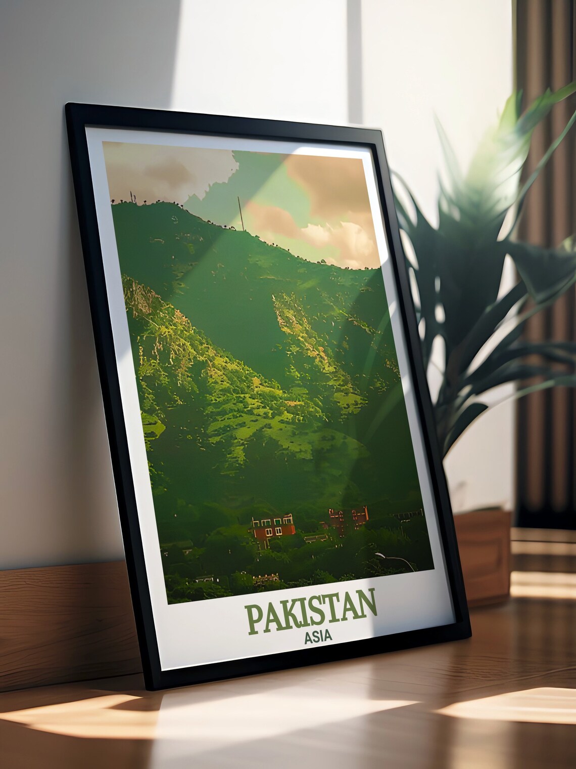 Margalla Hills Pakistan Green Mountain Ridge at Golden Hour Poster - Image 3