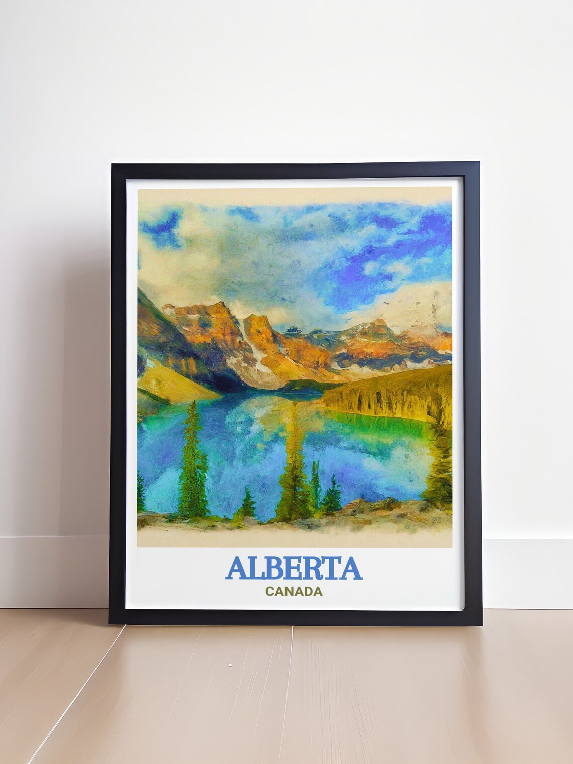 Alberta Banff Moraine Lake Peaks Watercolor Canada Mountain Poster - Image 4