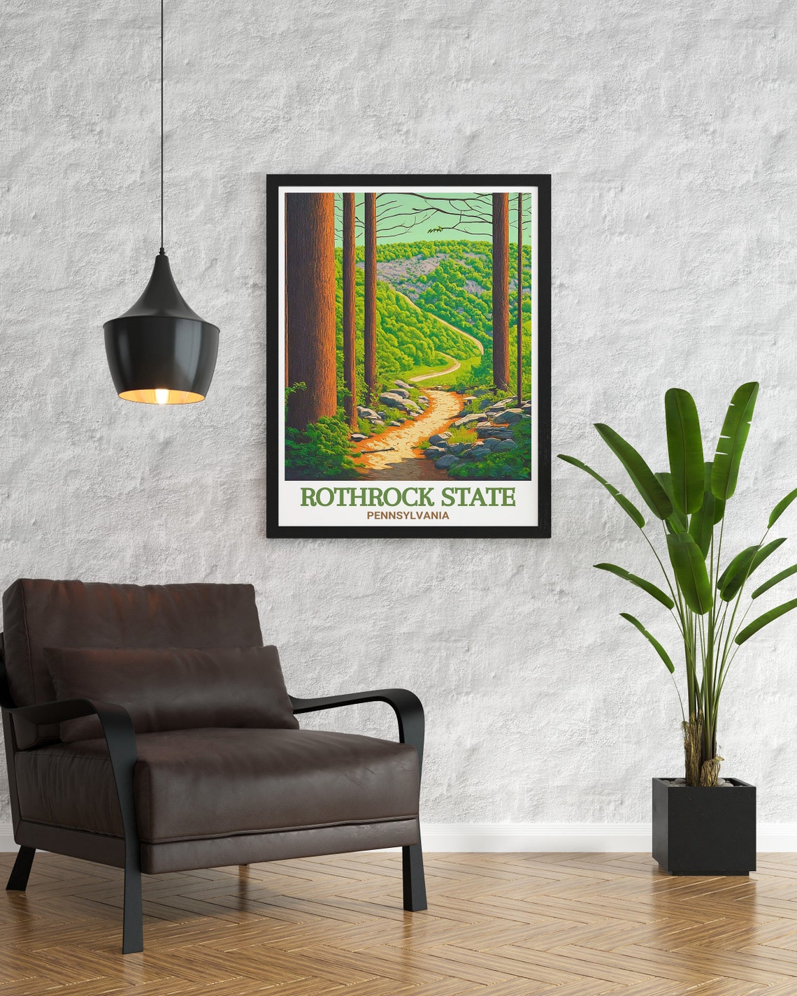 Rothrock State Pennsylvania Forest Trail Tall Trees Rocky Poster - Image 2