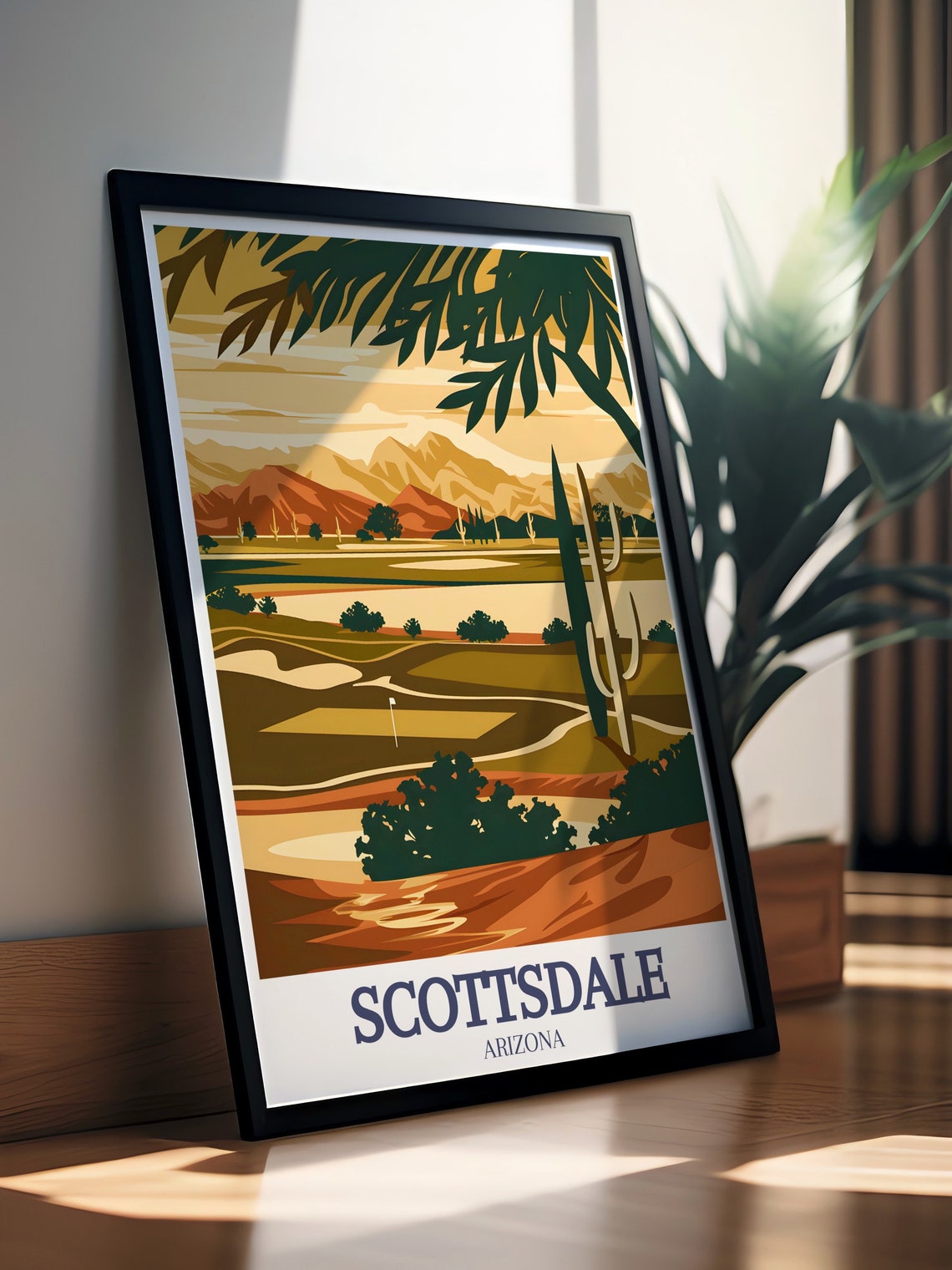 Scottsdale Arizona Desert Golf Course Saguaro Cacti Sunset Poster - Image 3