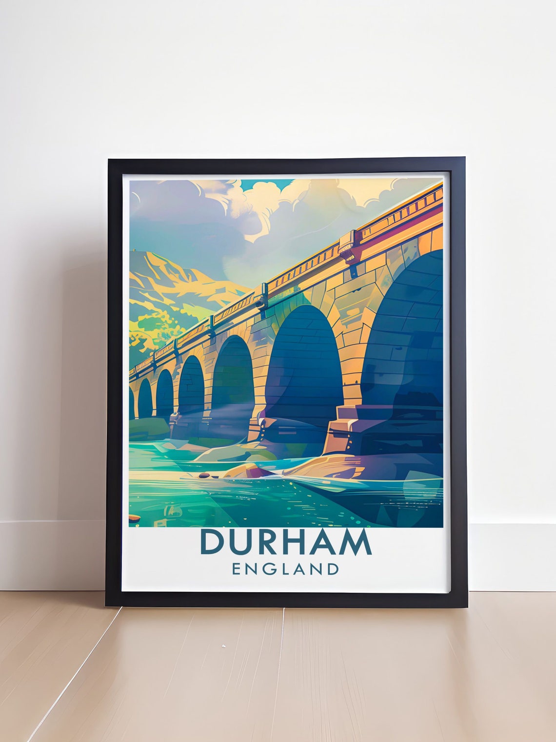 Durham England Prebends Bridge Stone Arches Over the River Poster - Image 4