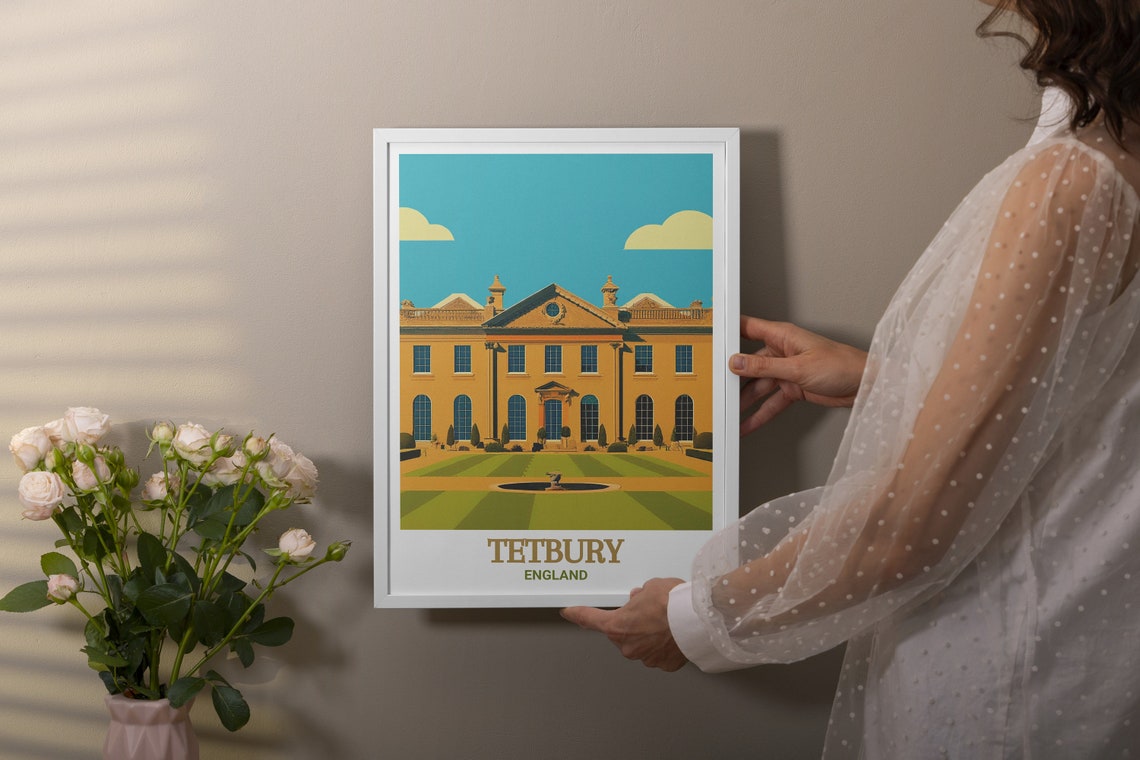 Tetbury England Cotswolds Manor House Formal Garden View Poster - Image 2