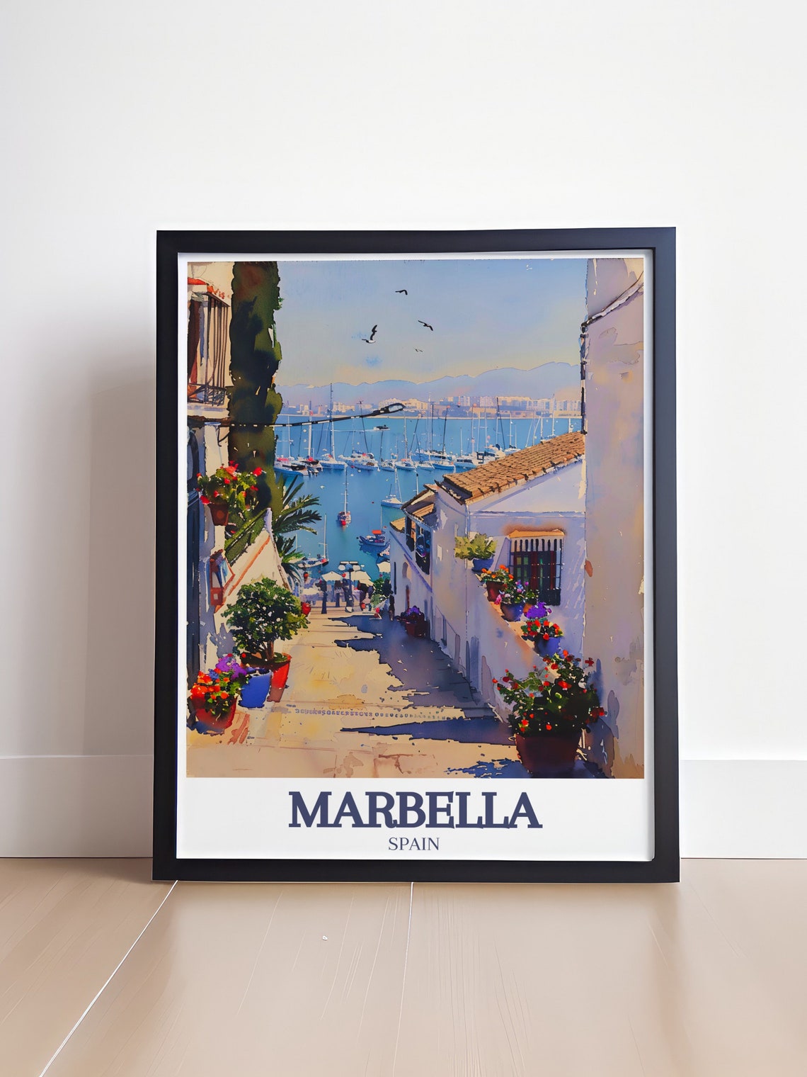 Marbella Old Town Flowered Alley To The Marina Spain Travel Poster - Image 4