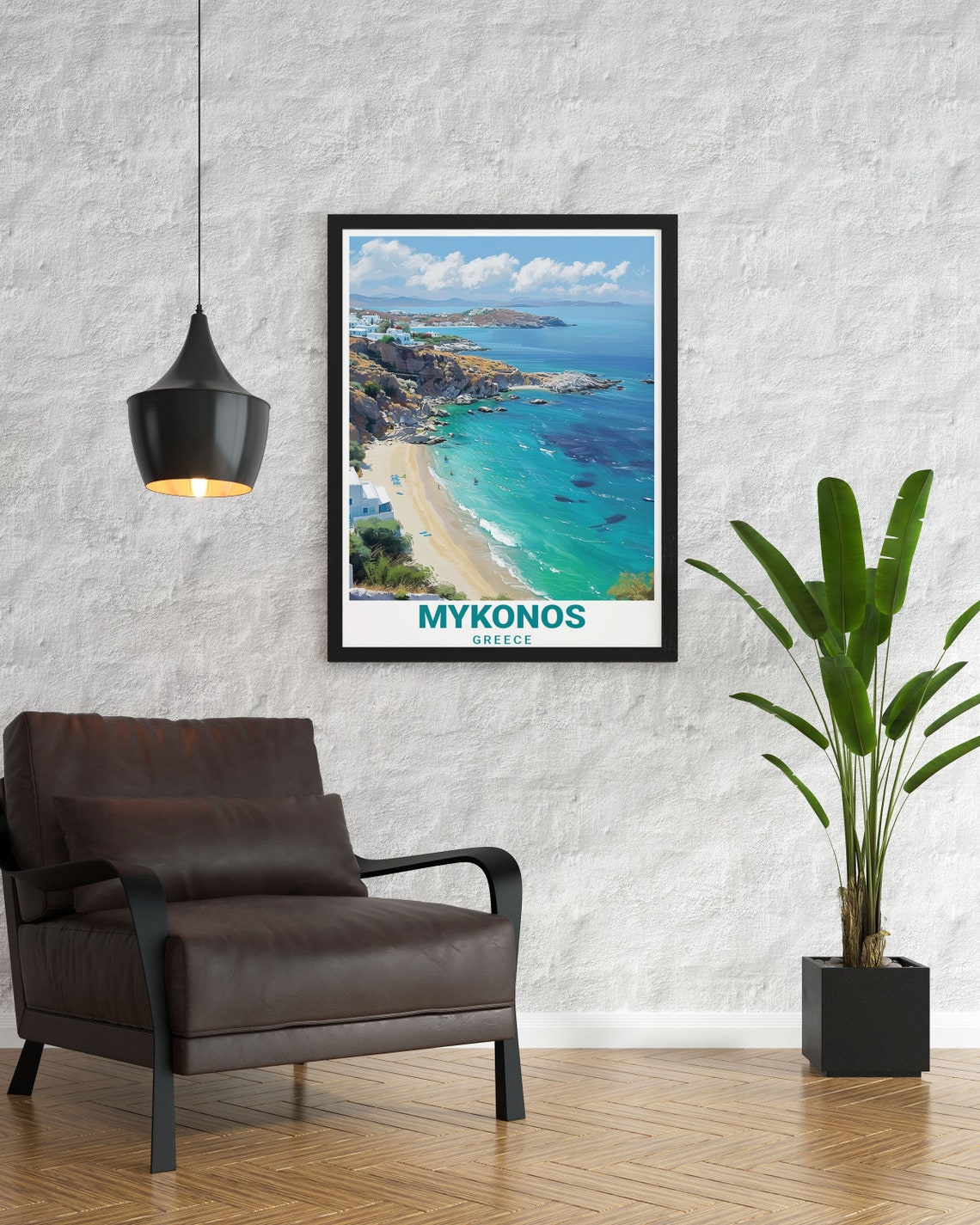 Mykonos Elia Beach Bay Aerial View Aegean Coast Greece Poster - Image 2