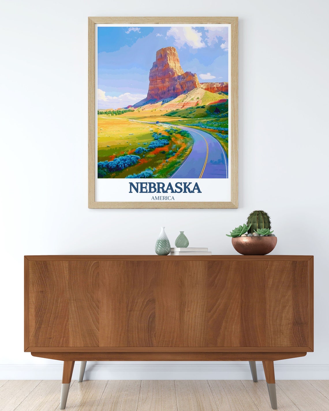 Scotts Bluff National Monument and Prairie Road Nebraska Poster - Image 2