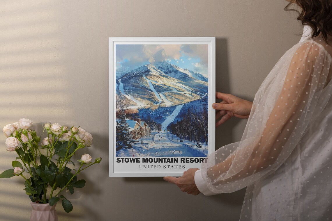 Stowe Mountain Resort Snowy Ski Trails Vermont Winter Art Poster - Image 2