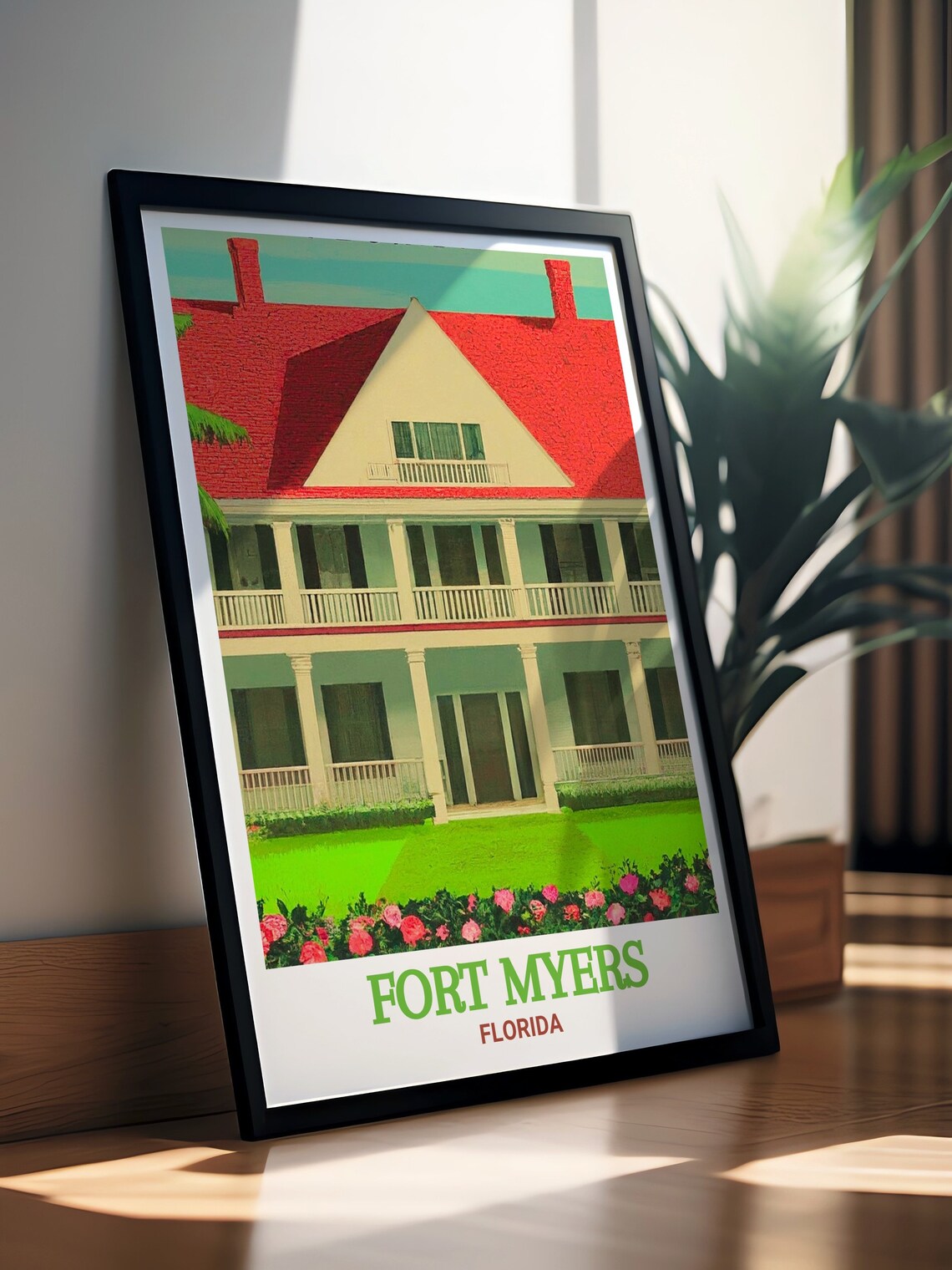 Fort Myers Florida Heritage Estate Red Roof Mansion Travel Poster - Image 3