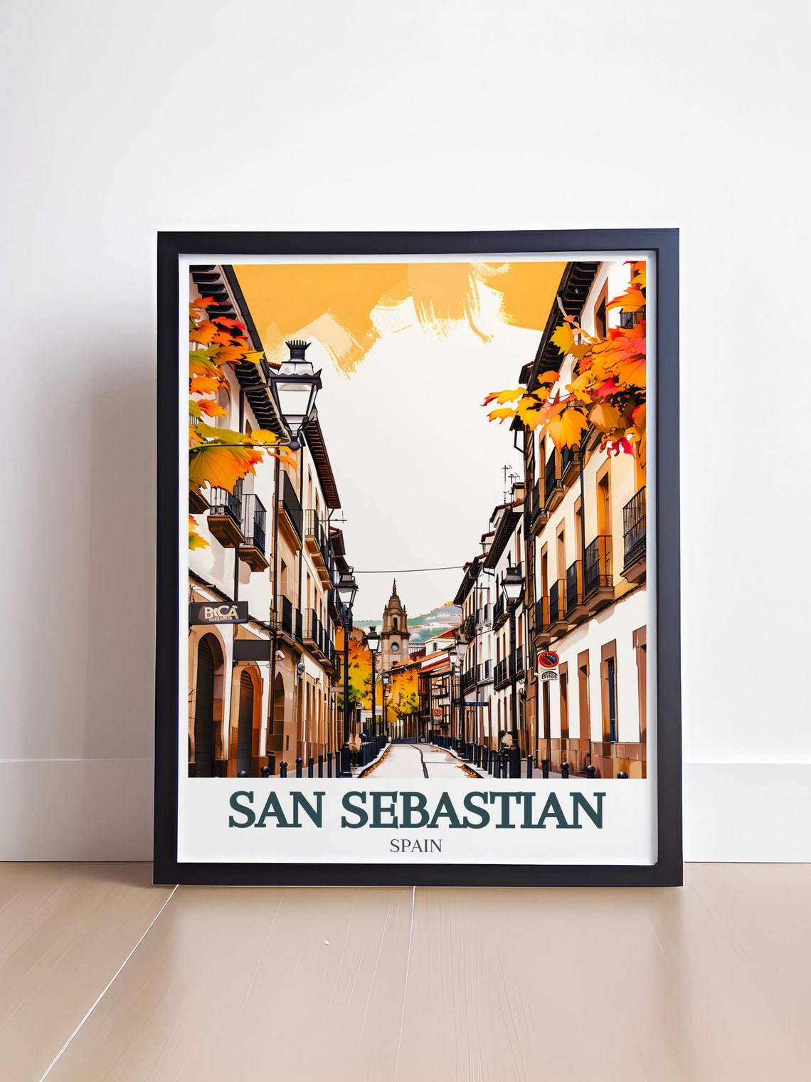 San Sebastian Travel Poster San Sebastian Travel Print Old Town And Buen Pastor Cathedral Art San Sebastian Buen Pastor Cathedral Print - Image 4