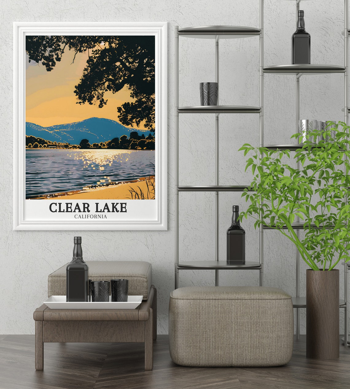 Clear Lake California Golden Sunset Over Mount Konocti Poster - Image 3