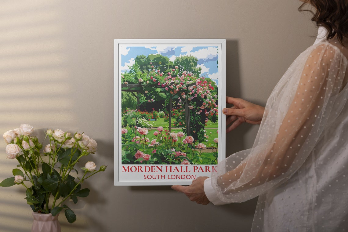 Morden Hall Park Travel Poster Rose Garden Beauty In Morden Hall Park Travel Print Rose Garden Art Morden Hall Park Poster - Image 2