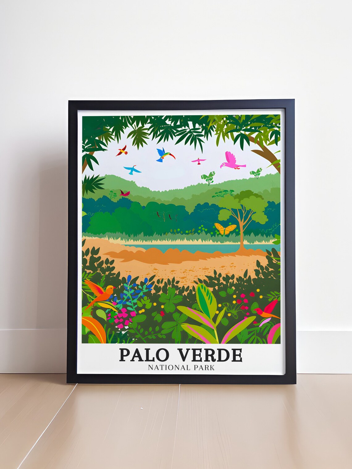 Palo Verde National Park Tropical Parrots and Flowers Poster - Image 4