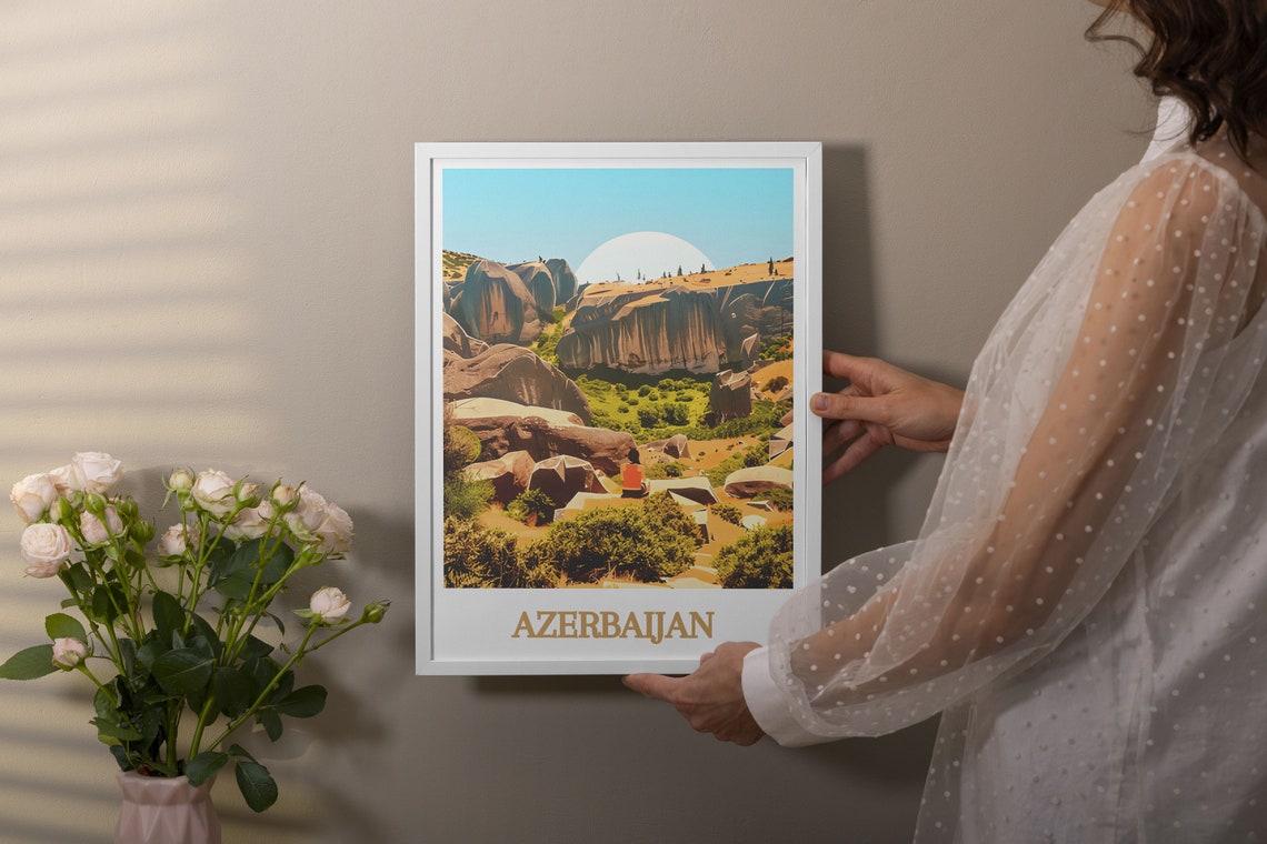 Azerbaijan Gobustan Rocky Desert Ancient Volcanic Hills Poster - Image 3