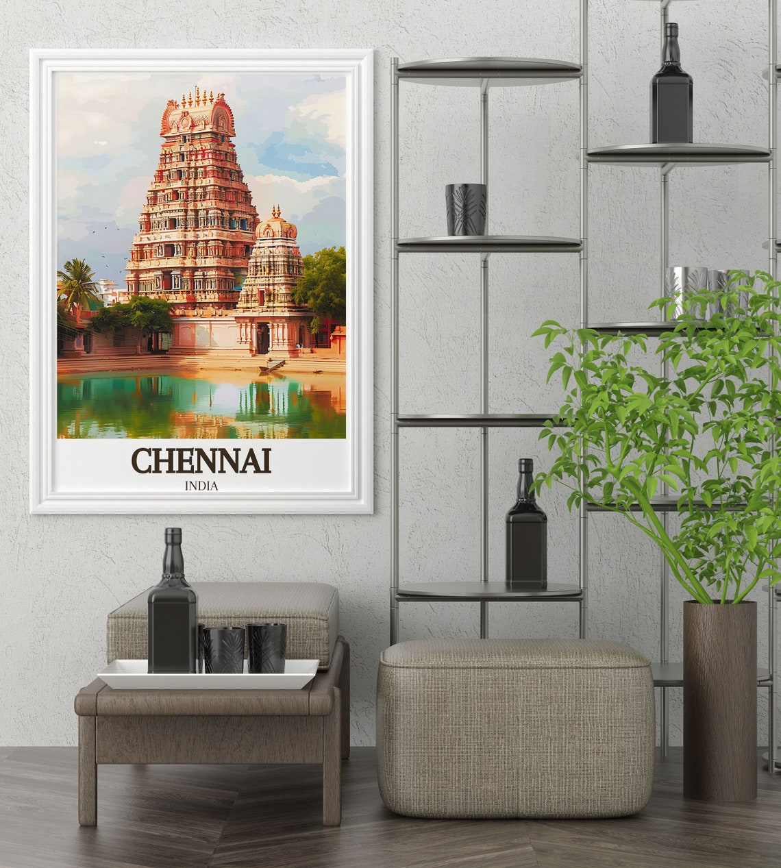 Chennai Kapaleeshwarar Temple Gopuram Pond Reflection Poster - Image 3