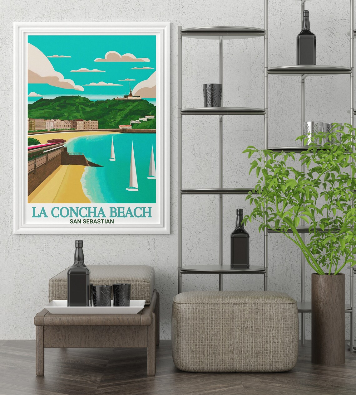 La Concha Bay San Sebastian Sailboats Seaside Charm Travel Poster - Image 2