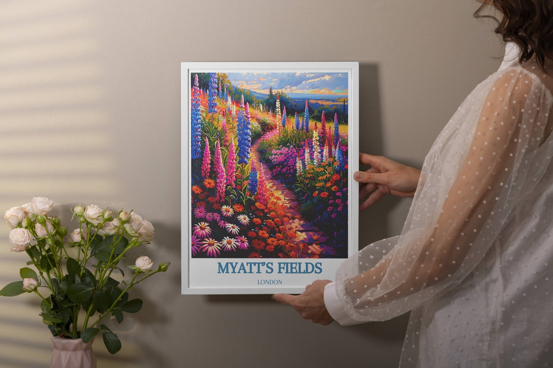 Myatt's Fields London Lupin Garden Path Sunset Travel Poster - Image 4