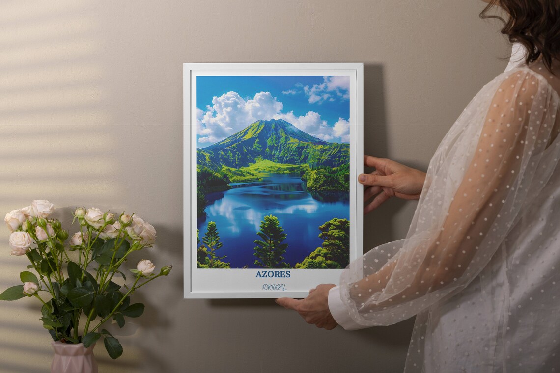 Azores Portugal Volcanic Crater Lake Lush Green Caldera Travel Poster - Image 4