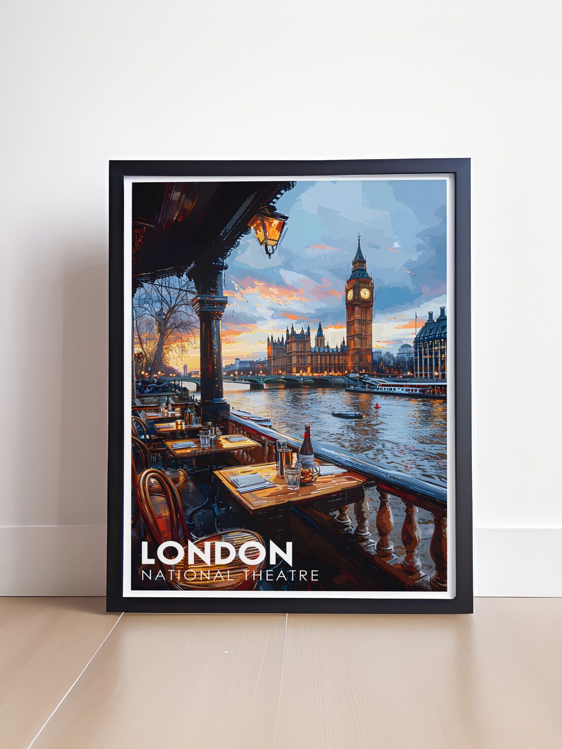 National Theatre London River Terrace Poster With Big Ben Sunset View - Image 4
