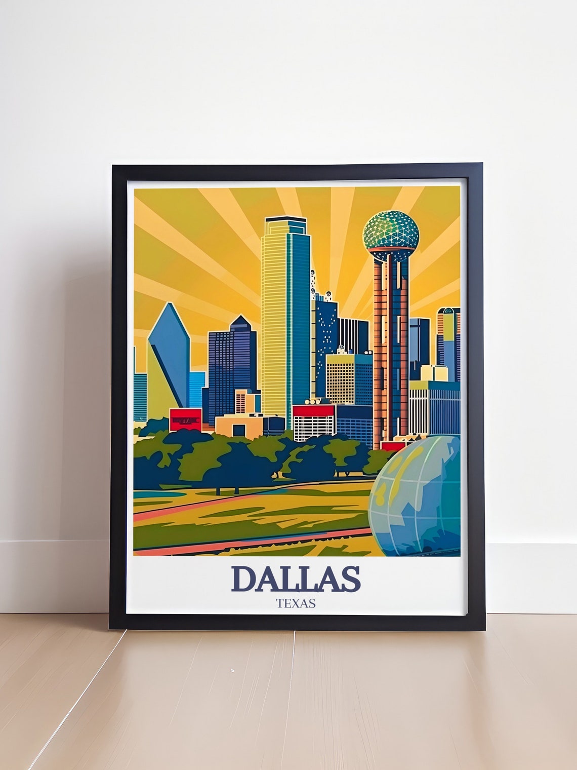 Dallas Travel Print Reunion Towerball In The Air Travel Poster Reunion Tower Ball In The Air Dallas Print Texas Home Decor - Image 4