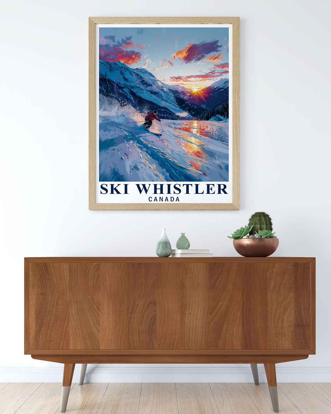 Ski Whistler Sunset Powder Skier Mountain Canada Winter Poster - Image 3