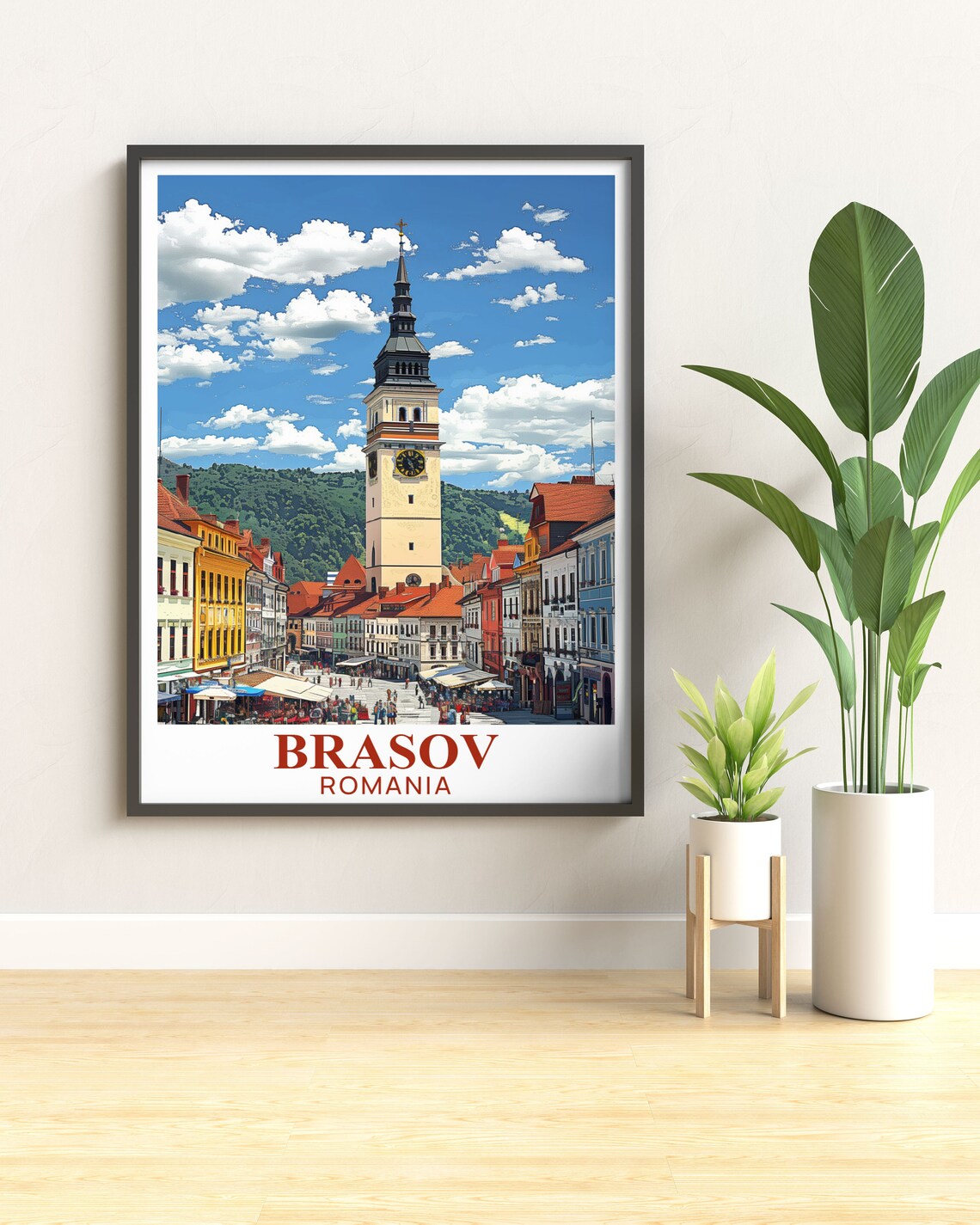 Brasov Council Square Clock Tower Romania Cityscape Travel Poster - Image 2
