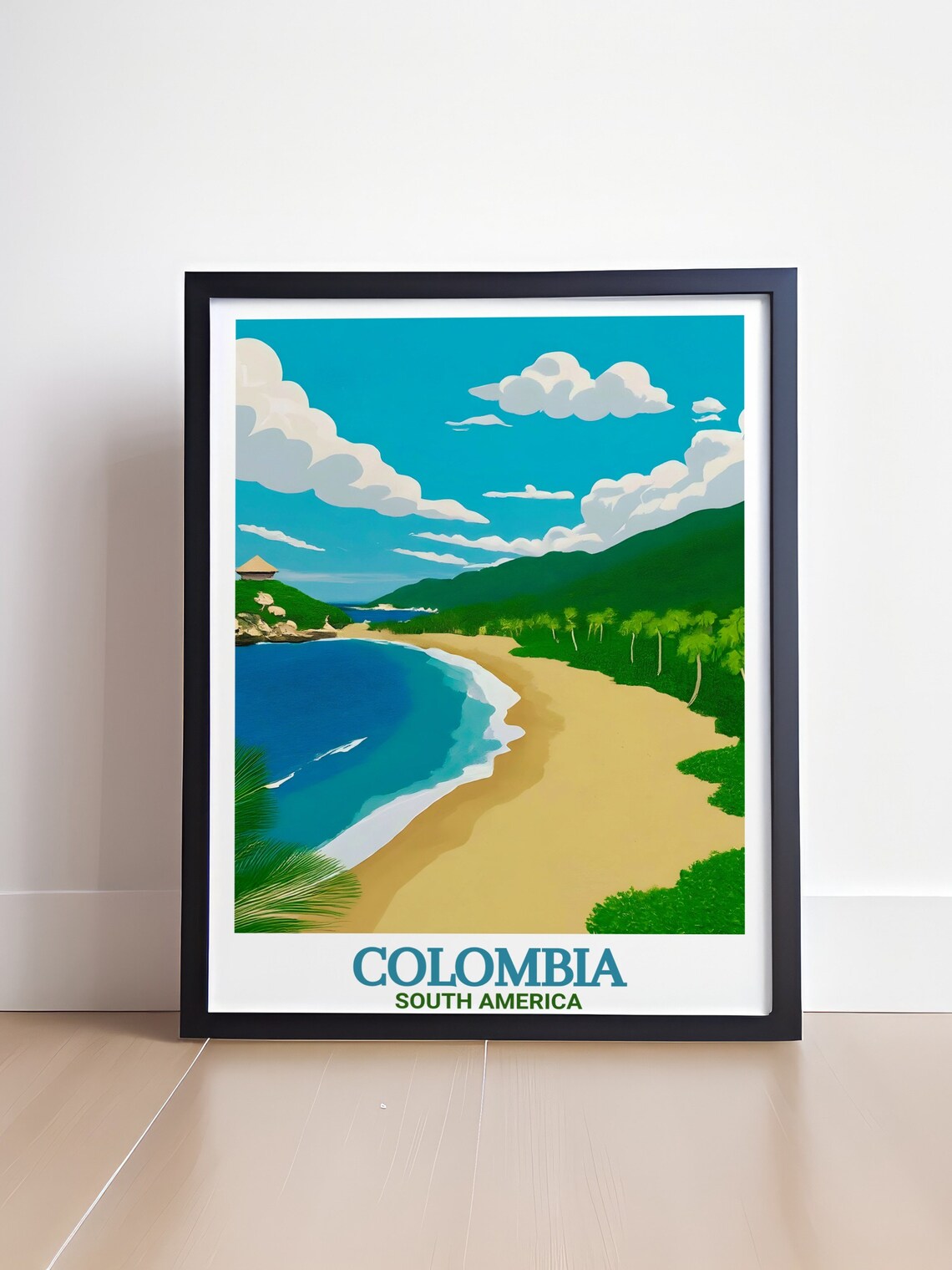 Colombia Tayrona Tropical Beach Palm Coast Scenic Travel Poster - Image 4