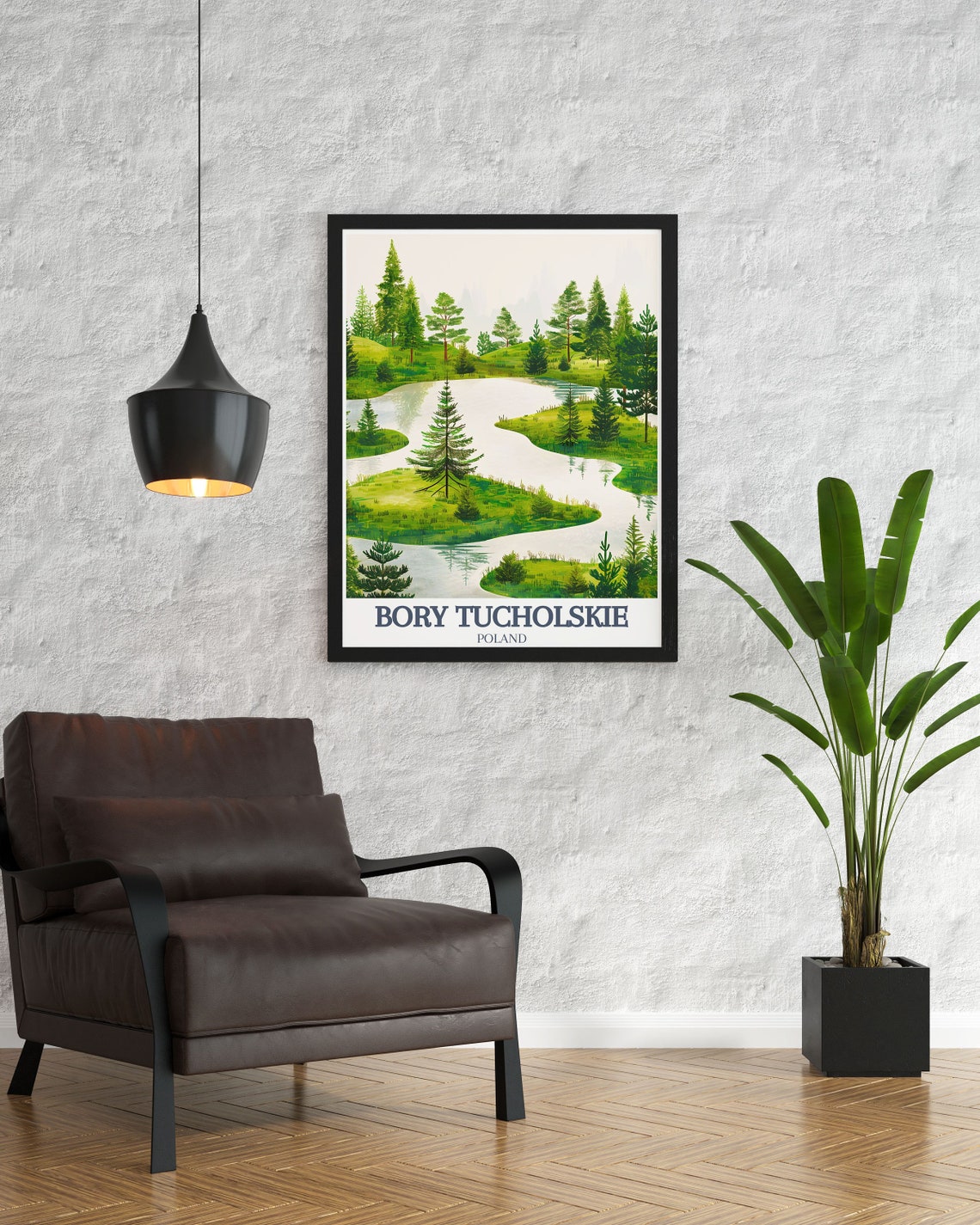 Bory Tucholskie Winding River Through Green Pine Forest Poster - Image 2