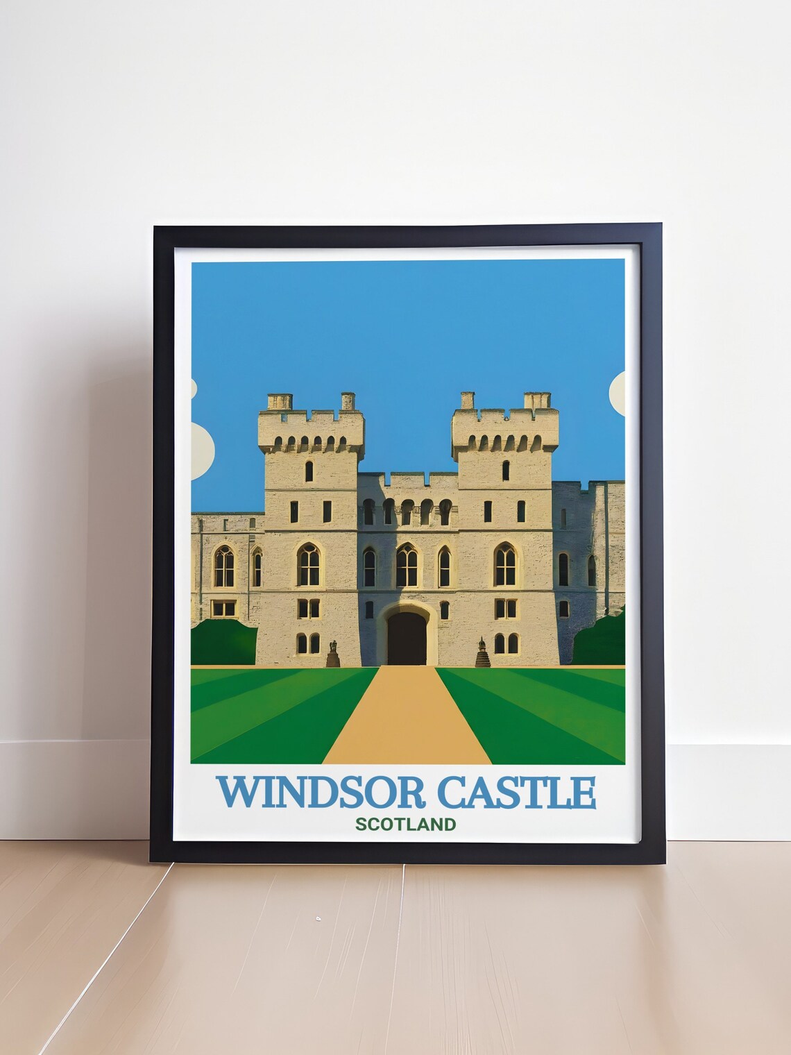 Windsor Castle Gatehouse Towers Green Lawn England Travel Poster - Image 4