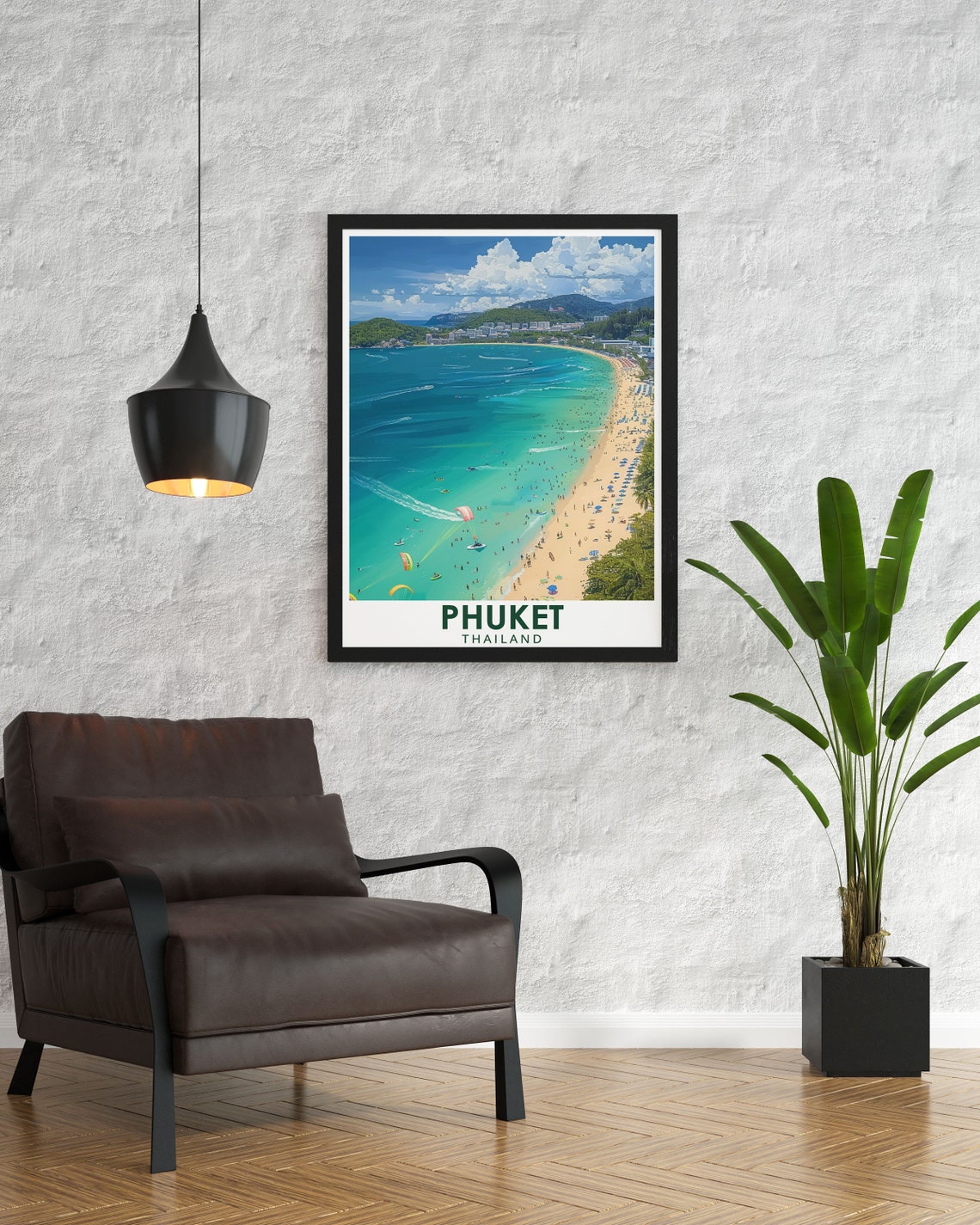 Patong Beach Aerial Parasailing Phuket Thailand Travel Poster - Image 2