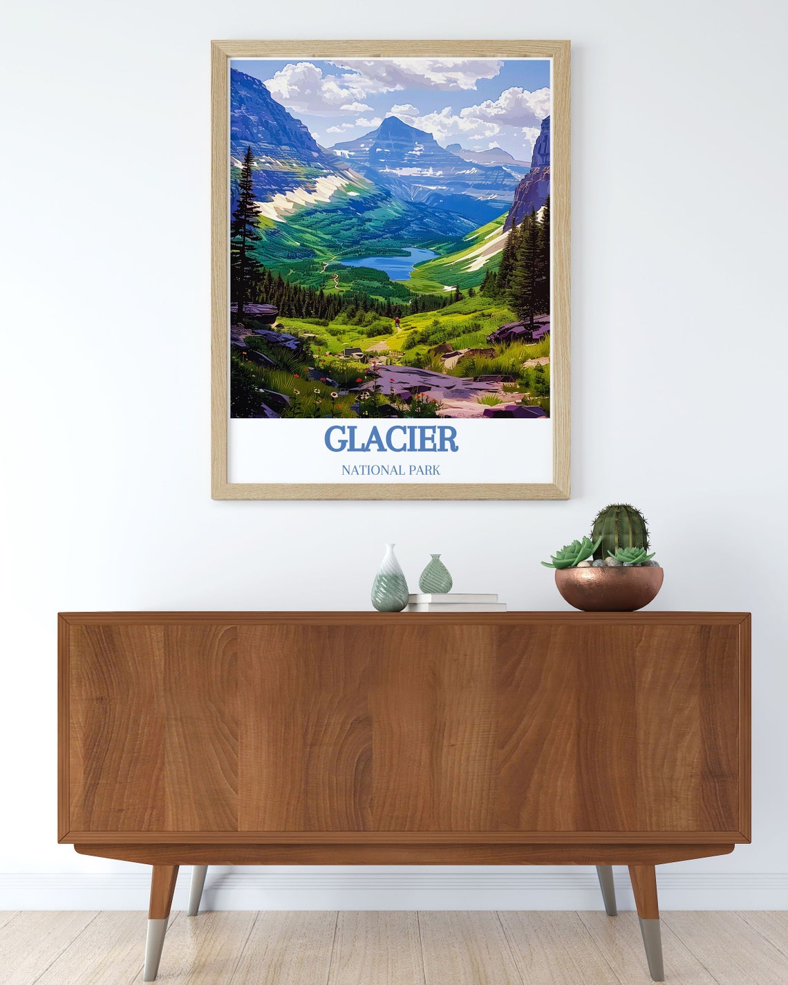 Glacier National Park Summer Valley Mountain View Travel Poster - Image 3
