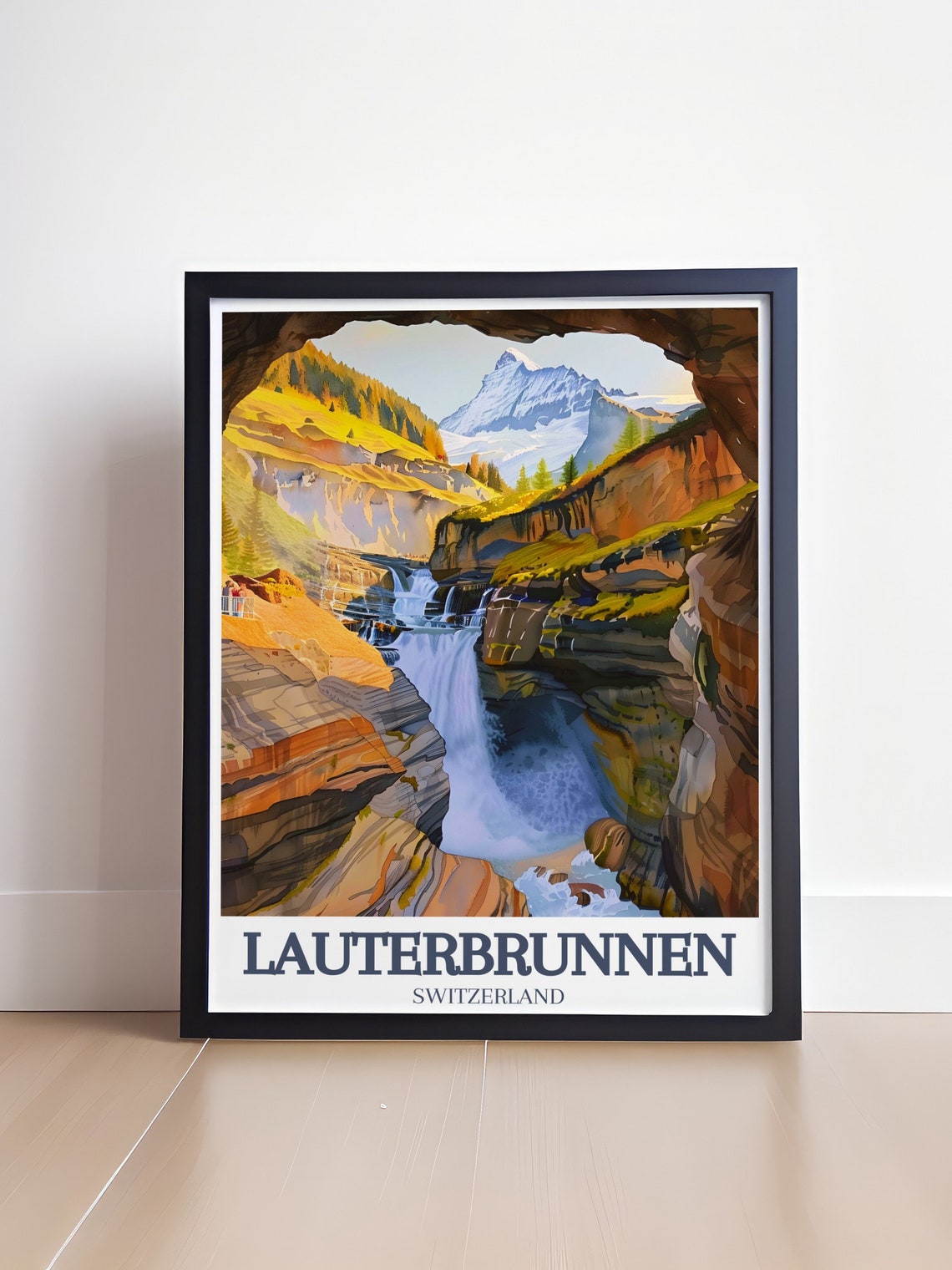 Lauterbrunnen Wall Art Trmmelbach Falls And Jungfrau Mountain Travel Art Lauterbrunnen Travel Print Lauterbrunnen Poster - Image 4