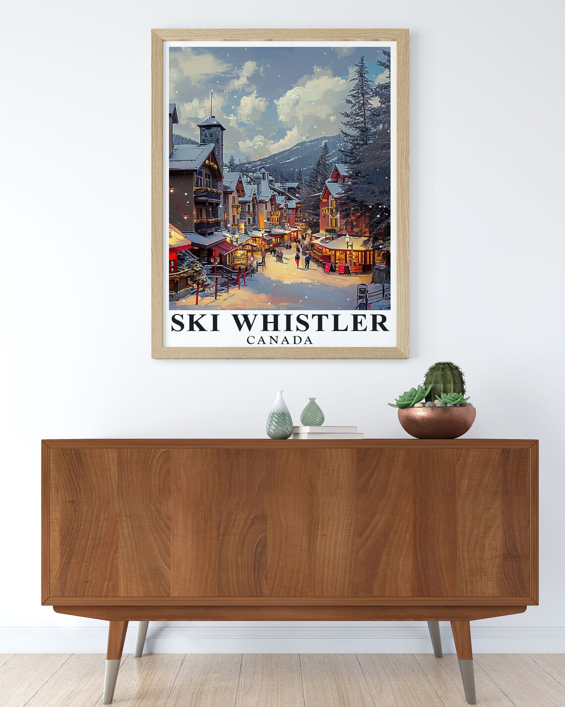 Whistler Canada Ski Village Snowy Street Lights Winter Travel Poster - Image 3